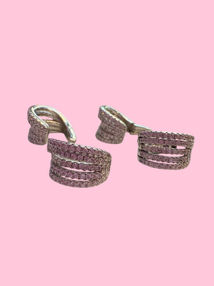 Earcuff rodio con 5 file di zirconi