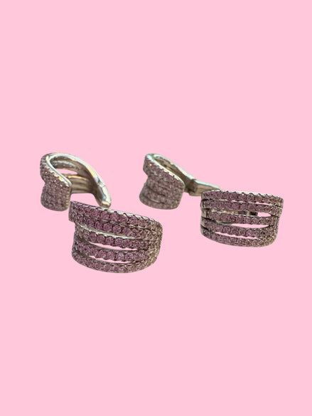 Earcuff rodio con 5 file di zirconi
