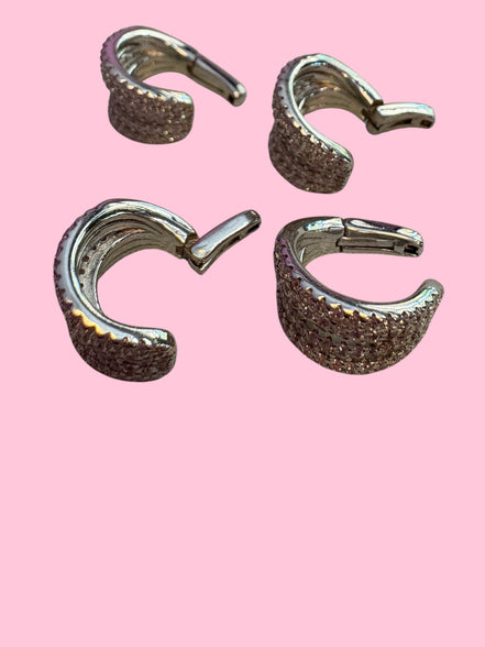 Earcuff rodio con 5 file di zirconi
