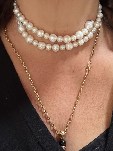 INCANTEVOLE -  Chocker  contrarié perle coltivate mix con barocche terminali