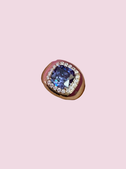 COCKTAIL RING argento 925 oro giallo con zirconi