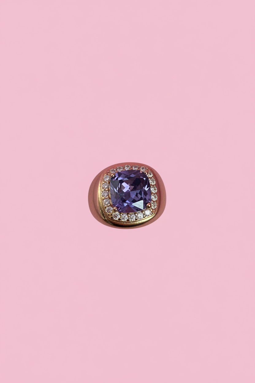 COCKTAIL RING argento 925 oro giallo con zirconi