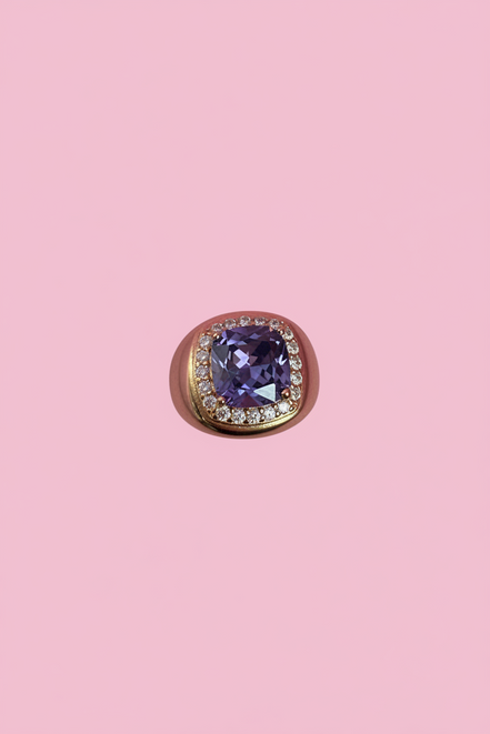 COCKTAIL RING argento 925 oro giallo con zirconi