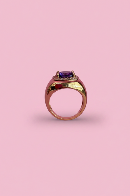 COCKTAIL RING argento 925 oro giallo con zirconi