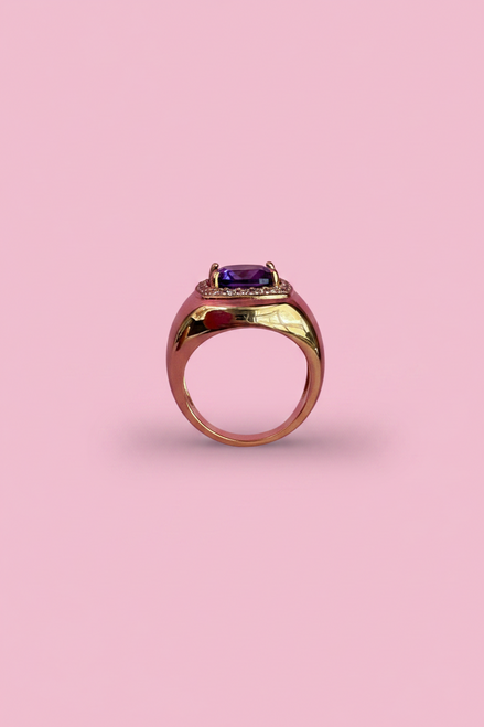 COCKTAIL RING argento 925 oro giallo con zirconi