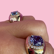 COCKTAIL RING argento 925 oro giallo con zirconi