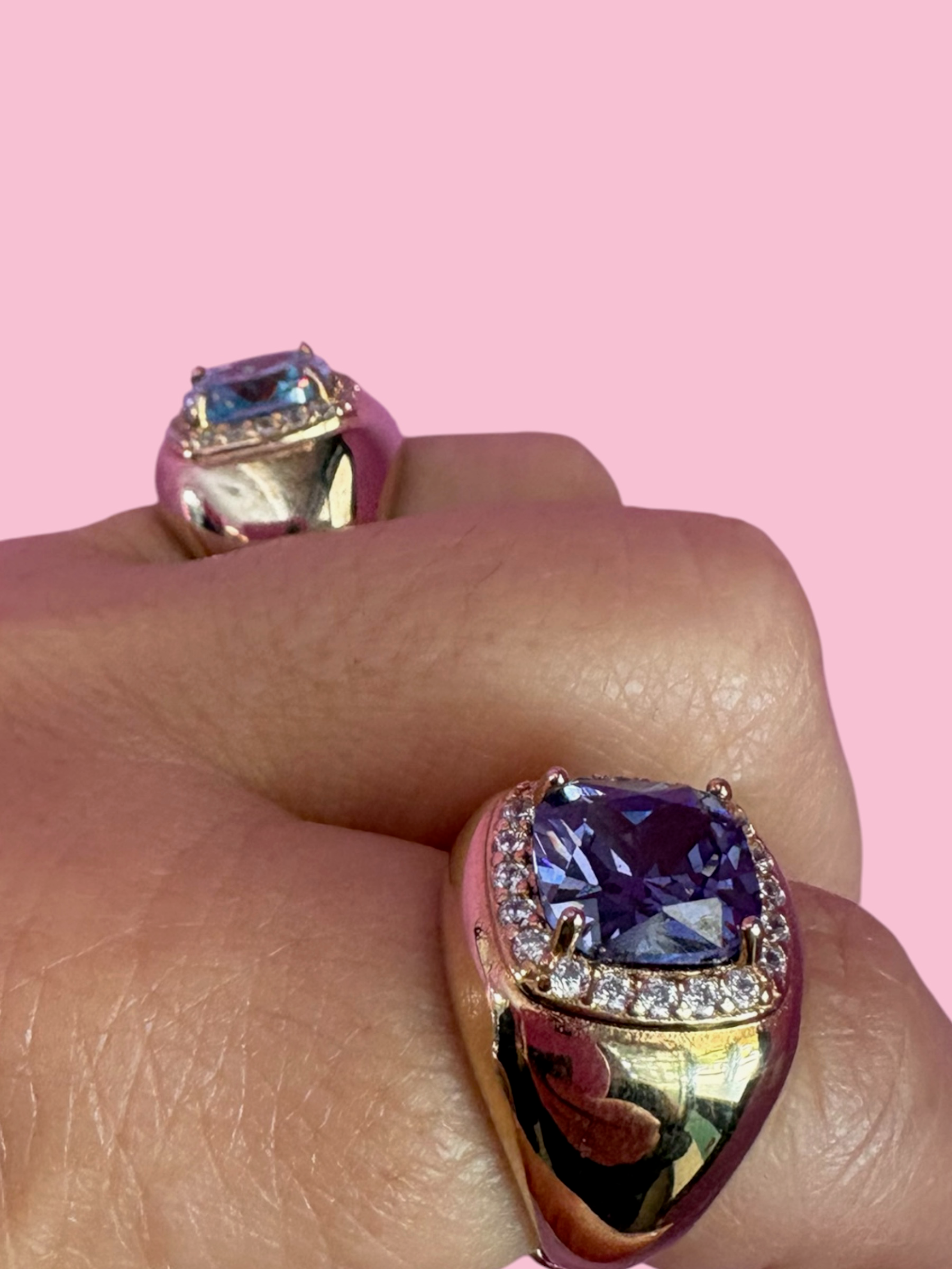 COCKTAIL RING argento 925 oro giallo con zirconi