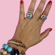 COCKTAIL RING argento 925 oro giallo con zirconi