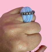 Anello CALCEDONIO con 925 argento e zirconi