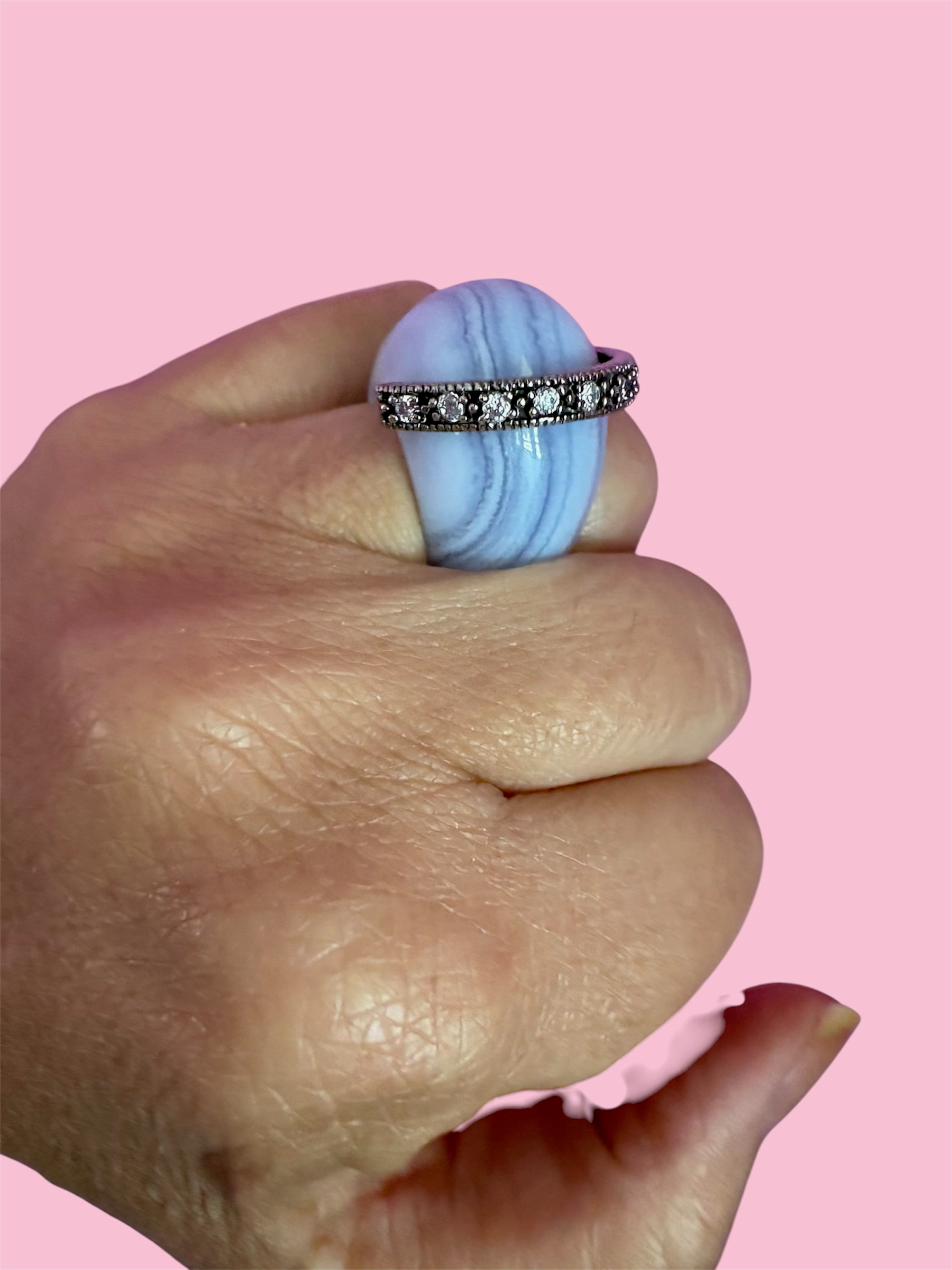 Anello CALCEDONIO con 925 argento e zirconi