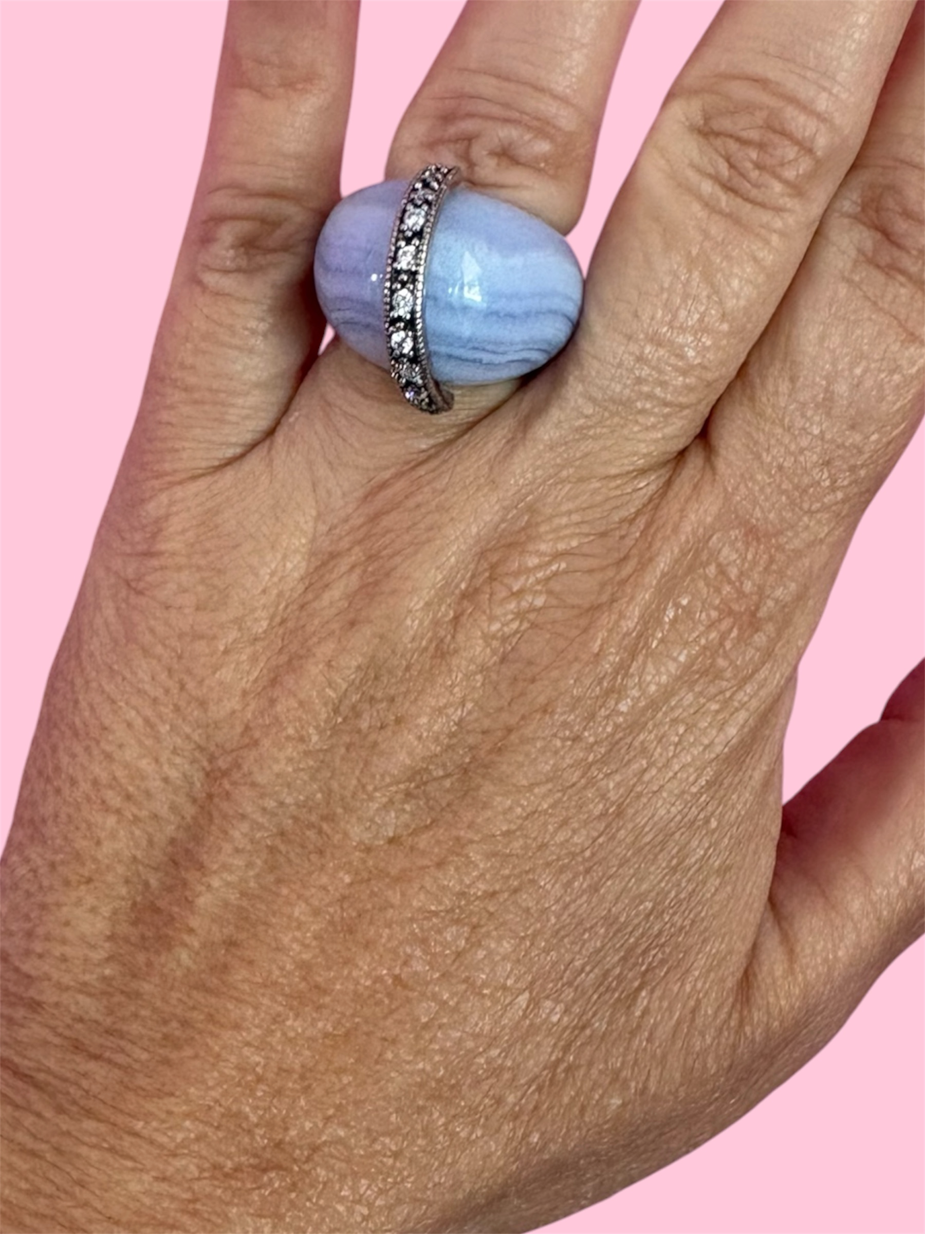 Anello CALCEDONIO con 925 argento e zirconi