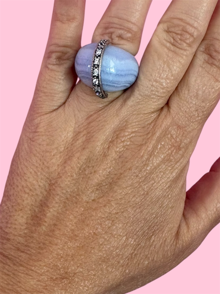 Anello CALCEDONIO con 925 argento e zirconi