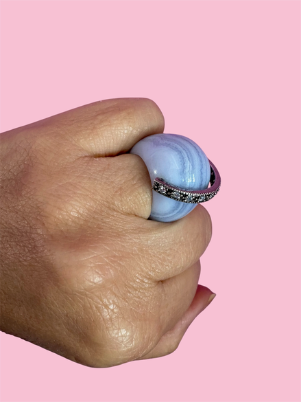 Anello CALCEDONIO con 925 argento e zirconi