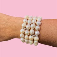 Bracciale Bisette -  2 giri perle barocche color avorio chiaro