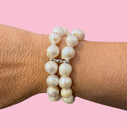 Bracciale Bisette -  2 giri perle barocche color avorio chiaro