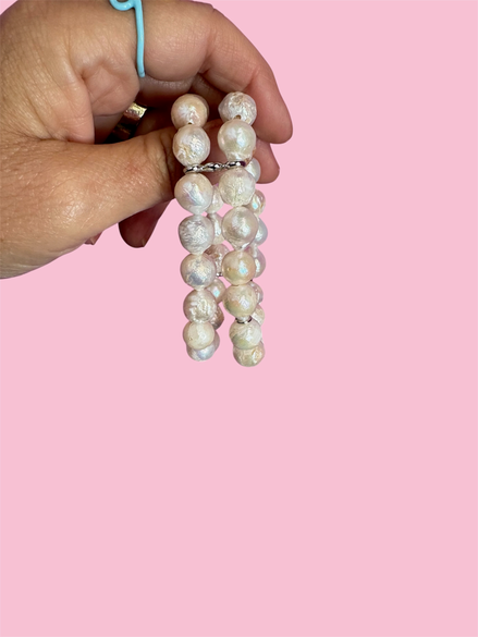 Bracciale Bisette -  2 giri perle barocche color avorio chiaro