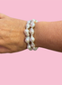 Bracciale Bisette -  2 giri perle barocche bianche con argento 925