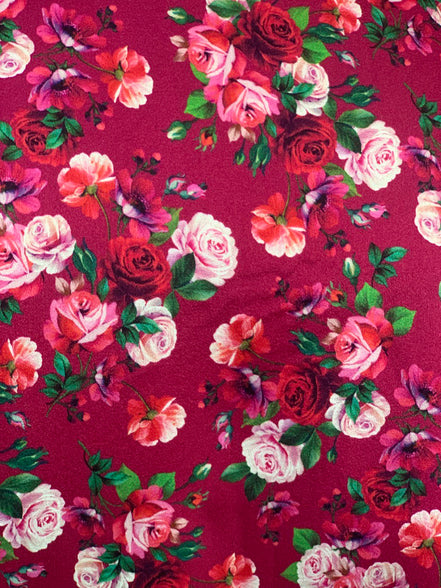 FLOWER Poetica - Abito a palloncino seta 100% con fantasia rose