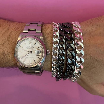 UOMO - bracciale grumette argento 925 naturale o rodio nero