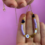 Collana - catena e gommini cuori con placcatura oro