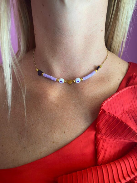 Collana - catena e gommini cuori con placcatura oro