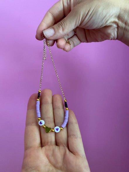 Collana - catena e gommini cuori con placcatura oro