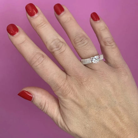 Anello TUBOGAS slim argento 925 con cuore zircone