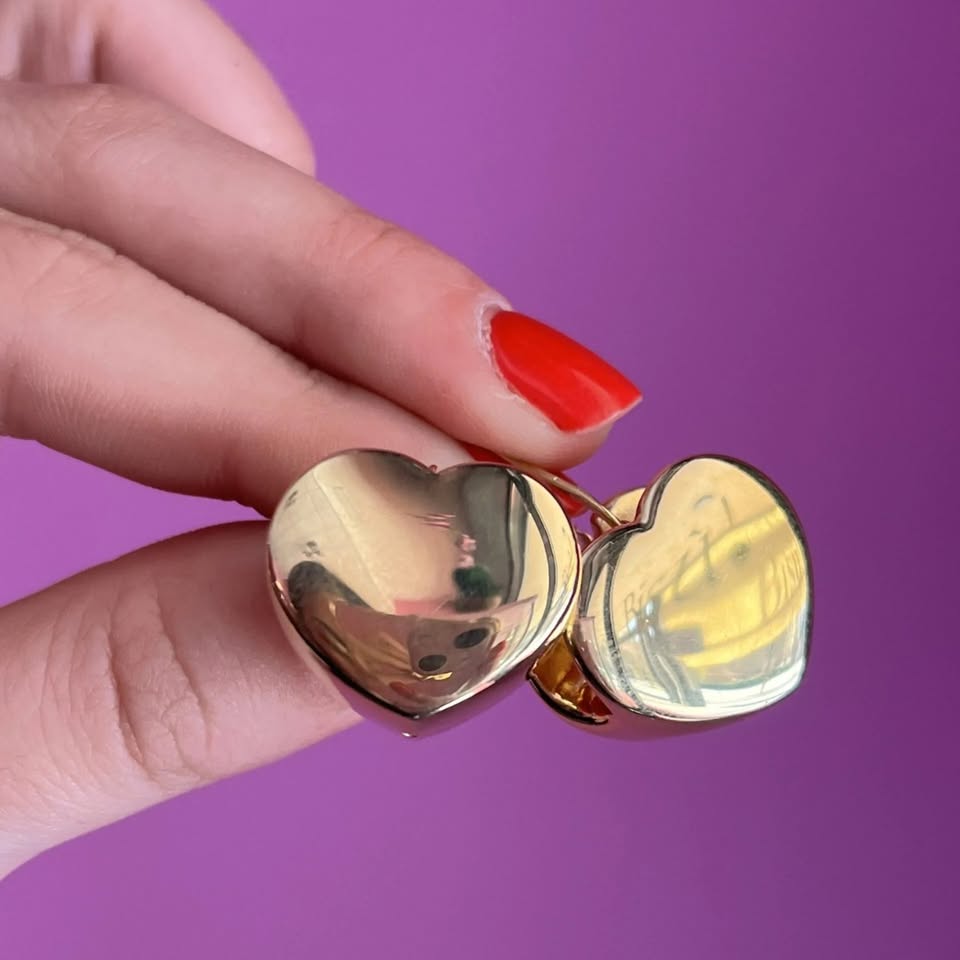 ANNI '90 - orecchini cuore in argento925 oro giallo