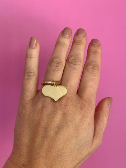 ANELLO BIG HEART con 1 cuore piccolo oro giallo
