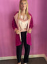 Wu Ming - Cardigan Bomber in crêpe fucsia e interno raso rosa