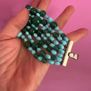 MAGNIFICO Bracciale multifili - 7 file - turchese agata e giada
