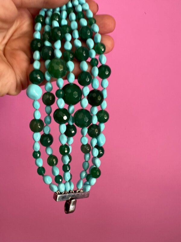 MAGNIFICO Bracciale multifili - 7 file - turchese agata e giada