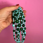 MAGNIFICO Bracciale multifili - 7 file - turchese agata e giada
