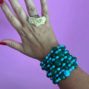 MAGNIFICO Bracciale multifili - 7 file - turchese agata e giada