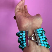 MAGNIFICO Bracciale multifili - 7 file - turchese agata e giada
