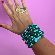 MAGNIFICO Bracciale multifili - 7 file - turchese agata e giada