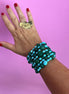 MAGNIFICO Bracciale multifili - 7 file - turchese agata e giada