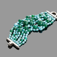MAGNIFICO Bracciale multifili - 7 file - turchese agata e giada