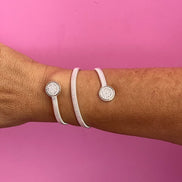 Bracciale slim Tubogas triplo con cerchi zirconi