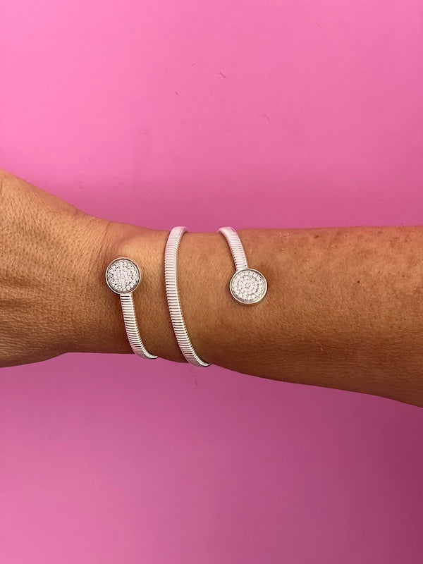 Bracciale slim Tubogas triplo con cerchi zirconi