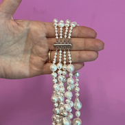 Collier argento 925 con 4 giri perle coltivate barocche