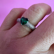 Anello MON COEUR rodio con zirconi bianchi/verde
