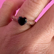 Anello MON COEUR oro rosa con zirconi bianchi/nero