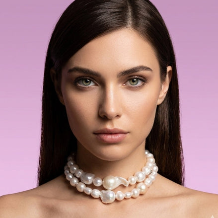 INCANTEVOLE -  Chocker  2 giri perle coltivate barocche