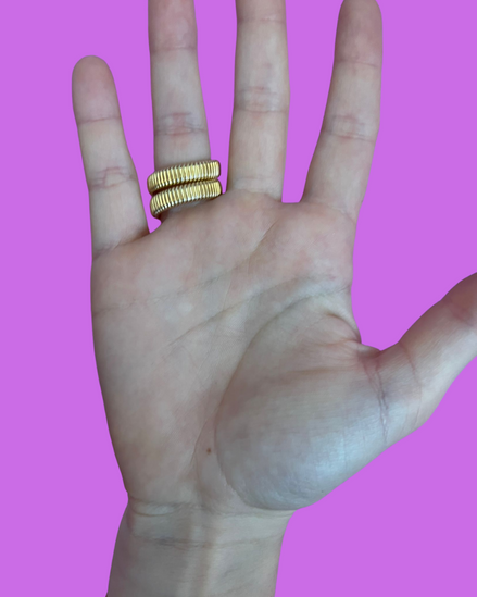 Anello TUBOGAS slim triplo argento 925 oro giallo
