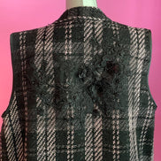 Deauville Gilet tartan nero e lilla