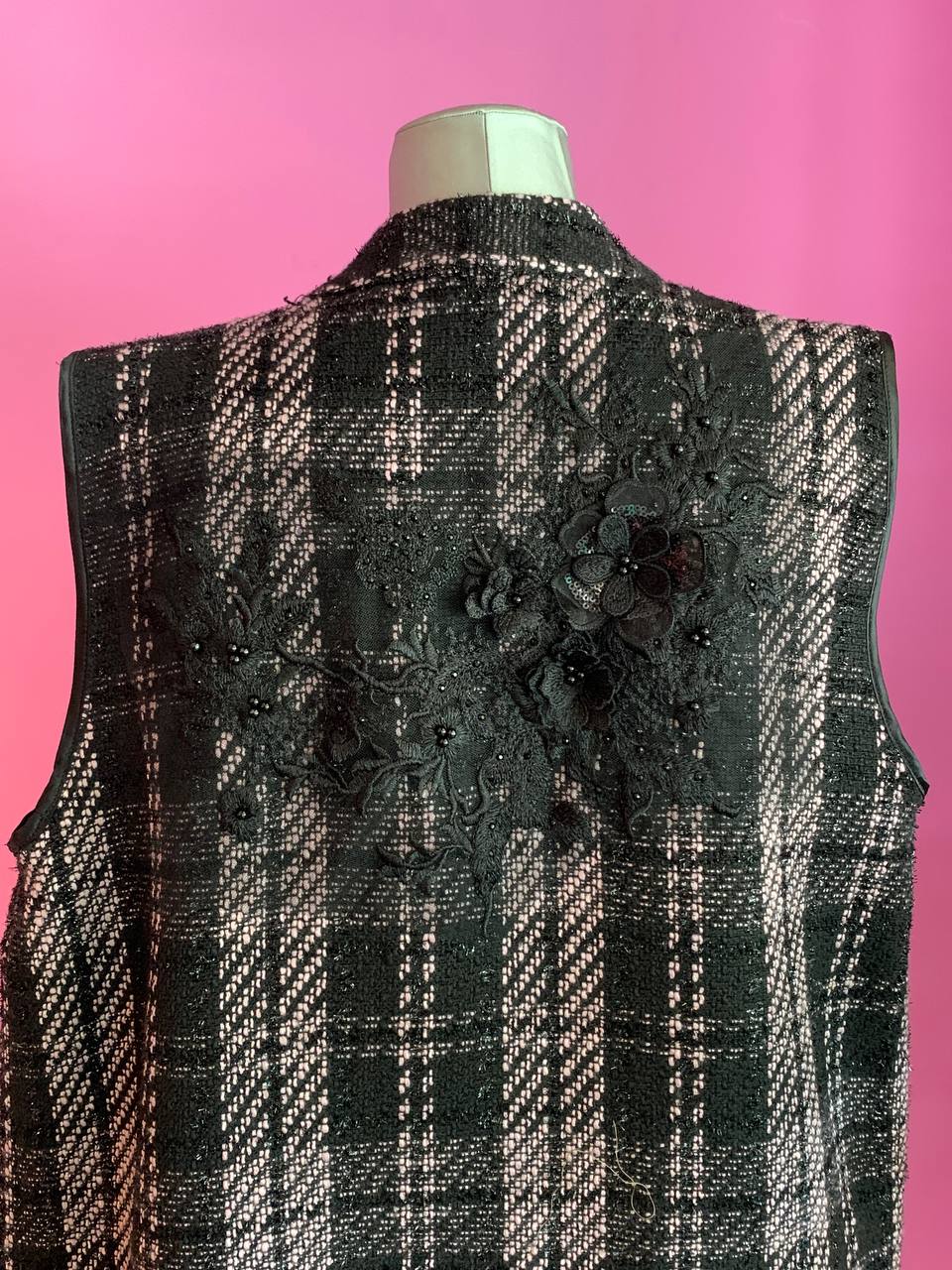 Deauville Gilet tartan nero e lilla