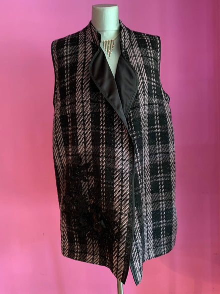 Deauville Gilet tartan nero e lilla