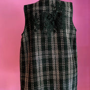 Deauville Gilet tartan nero e lilla