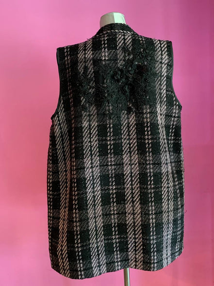 Deauville Gilet tartan nero e lilla